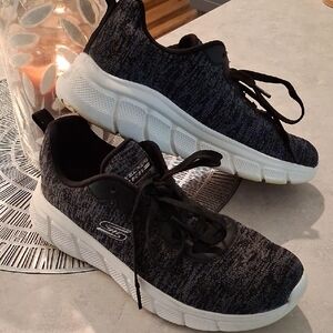 Skechers Womens Black and Gray Athletic Shoes